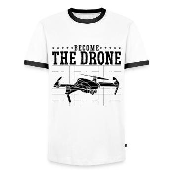 Become The Drone Quadcopter Fpv Race Drone Racer - Men's Ringer Shirt - white/black - Front - AI Model Female 172 light (172cm) & AI Model Male 178 dark (178cm)