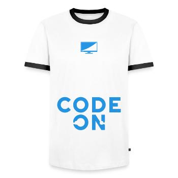 Coding Specialist Keep Calm And Code On - Men's Ringer Shirt - white/black - Front - AI Model Female 172 light (172cm) & AI Model Male 178 dark (178cm)