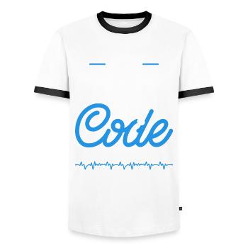 Coding Specialist Coffee, Code & Medical Terminology - Men's Ringer Shirt - white/black - Front - AI Model Female 172 light (172cm) & AI Model Male 178 dark (178cm)