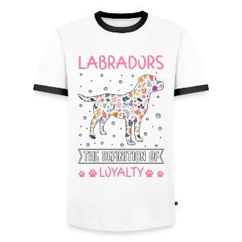 Labradors the definition of Loyalty - Männer Kontrast-T-Shirt - Weiß/Schwarz - Vorne - AI Model Female 172 light (172cm) & AI Model Male 178 dark (178cm)