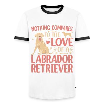 Rien ne se compare à l’amour d’un Labrador - T-shirt contrasté Homme - blanc/noir - Devant - AI Model Female 172 light (172cm) & AI Model Male 178 dark (178cm)