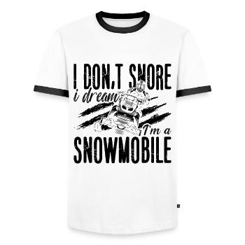 Je ne ronfle pas Je rêve Montagnes Motoneige Racer - T-shirt contrasté Homme - blanc/noir - Devant - AI Model Female 172 light (172cm) & AI Model Male 178 dark (178cm)