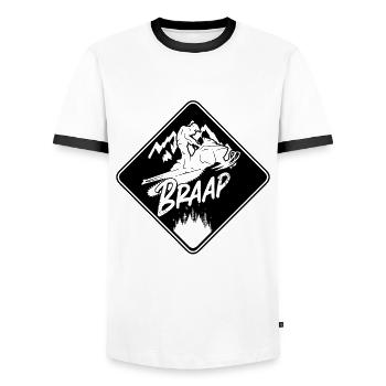 Braap Mountain Snowmobile Riding Snowmobile Racer - Männer Kontrast-T-Shirt - Weiß/Schwarz - Vorne - AI Model Female 172 light (172cm) & AI Model Male 178 dark (178cm)