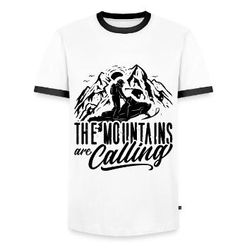 The Mountains Are Winter Sports Snowmobile Racer - Männer Kontrast-T-Shirt - Weiß/Schwarz - Vorne - AI Model Female 172 light (172cm) & AI Model Male 178 dark (178cm)