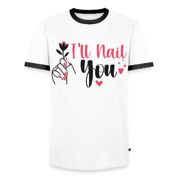 Ich Werde Dich Nageln Lustige Nailart Maniküre - Männer Kontrast-T-Shirt - Weiß/Schwarz - Vorne - AI Model Female 172 light (172cm) & AI Model Male 178 dark (178cm)