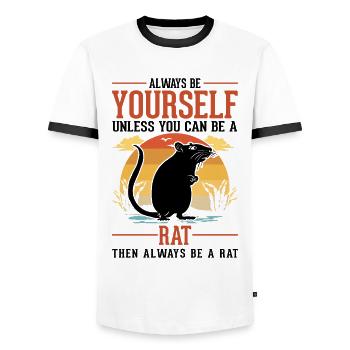 Rat Gift Domestic Rat Rat Owner - Men's Ringer Shirt - white/black - Front - AI Model Female 172 light (172cm) & AI Model Male 178 dark (178cm)