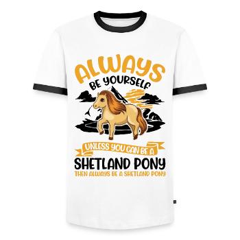 Always be yourself Shetland Pony Shetty - Men's Ringer Shirt - white/black - Front - AI Model Female 172 light (172cm) & AI Model Male 178 dark (178cm)