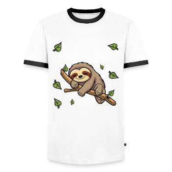 Faultier Lustiger Spruch: Alle sagen, ich sei faul - Männer Kontrast-T-Shirt - Weiß/Schwarz - Vorne - AI Model Female 172 light (172cm) & AI Model Male 178 dark (178cm)