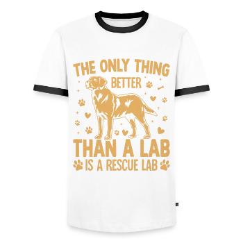 The only thing better than a Lab is a rescue lab - Men's Ringer Shirt - white/black - Front - AI Model Female 172 light (172cm) & AI Model Male 178 dark (178cm)