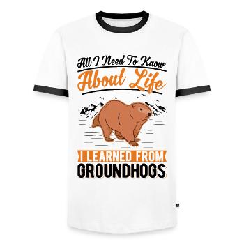 Murmeltier Groundhog Waldmurmeltier - Männer Kontrast-T-Shirt - Weiß/Schwarz - Vorne - AI Model Female 172 light (172cm) & AI Model Male 178 dark (178cm)