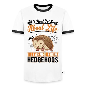 Hedgehog Gift Spiny Hedgehog - Men's Ringer Shirt - white/black - Front - AI Model Female 172 light (172cm) & AI Model Male 178 dark (178cm)