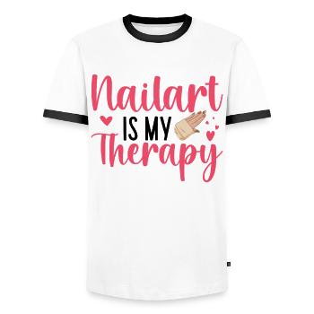 Nail art is my therapy nail technician - Men's Ringer Shirt - white/black - Front - AI Model Female 172 light (172cm) & AI Model Male 178 dark (178cm)