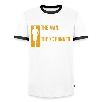 Xc-laufdesign Für Einen Xc-läufer Und Cc-läufer - Männer Kontrast-T-Shirt - Weiß/Schwarz - Vorne - AI Model Female 172 light (172cm) & AI Model Male 178 dark (178cm)