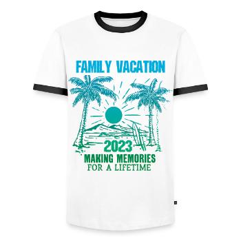 Vacances d’été en famille Créer des souvenirs - T-shirt contrasté Homme - blanc/noir - Devant - AI Model Female 172 light (172cm) & AI Model Male 178 dark (178cm)