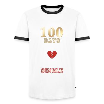 100 Days of Beeing Single - Men's Ringer Shirt - white/black - Front - AI Model Female 172 light (172cm) & AI Model Male 178 dark (178cm)