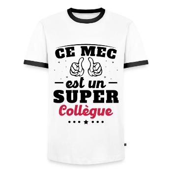 ce mec est un super collègue - T-shirt contrasté Homme - blanc/noir - Devant - AI Model Female 172 light (172cm) & AI Model Male 178 dark (178cm)