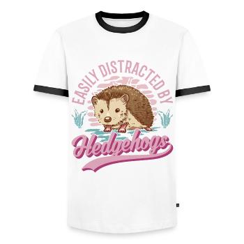 Hedgehog Lovers - Men's Ringer Shirt - white/black - Front - AI Model Female 172 light (172cm) & AI Model Male 178 dark (178cm)
