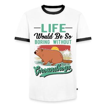 Marmot Groundhog Day Woodchuck - Men's Ringer Shirt - white/black - Front - AI Model Female 172 light (172cm) & AI Model Male 178 dark (178cm)
