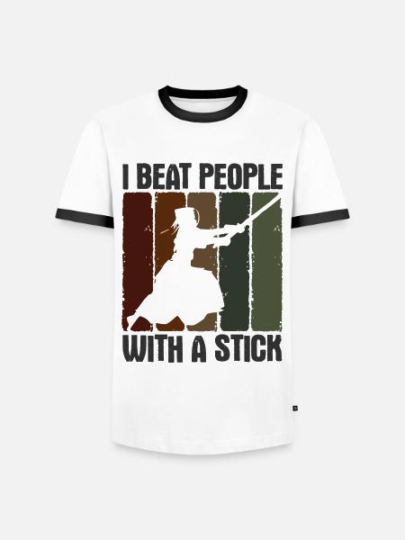 Japanischer Schwertkampf Kendo - Männer Kontrast-T-Shirt - Weiß/Schwarz