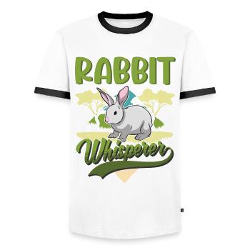 Rabbit Whisperer Rabbit Whisperer - Men's Ringer Shirt - white/black - Front - AI Model Female 172 light (172cm) & AI Model Male 178 dark (178cm)