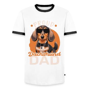 Fier papa teckel - T-shirt contrasté Homme - blanc/noir - Devant - AI Model Female 172 light (172cm) & AI Model Male 178 dark (178cm)