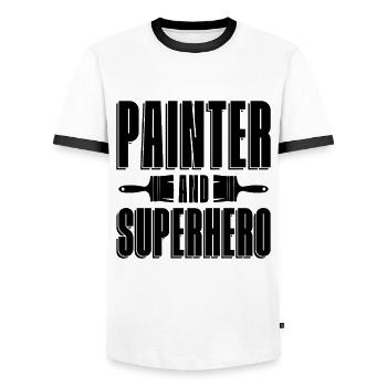 Painter And Superhero Craftsmanship Paint Painters - Men's Ringer Shirt - white/black - Front - AI Model Female 172 light (172cm) & AI Model Male 178 dark (178cm)