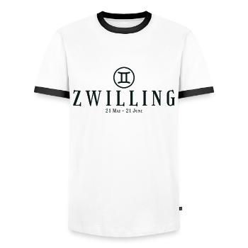 Sternzeichen Zwilling - Tierkreiszeichen - Geburts - Männer Kontrast-T-Shirt - Weiß/Schwarz - Vorne - AI Model Female 172 light (172cm) & AI Model Male 178 dark (178cm)