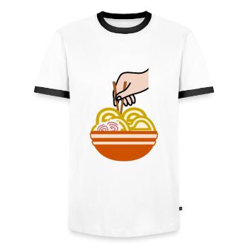 Ramen Nudelsuppe Anime Nudeln - Männer Kontrast-T-Shirt - Weiß/Schwarz - Vorne - AI Model Female 172 light (172cm) & AI Model Male 178 dark (178cm)