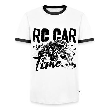 RC Car Time Loves Radio Controlled Car RC Racer - Men's Ringer Shirt - white/black - Front - AI Model Female 172 light (172cm) & AI Model Male 178 dark (178cm)