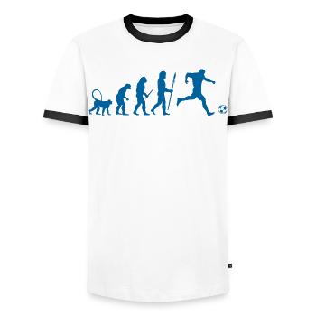 Evolution of a Soccer Player - Men's Ringer Shirt - white/black - Front - AI Model Female 172 light (172cm) & AI Model Male 178 dark (178cm)