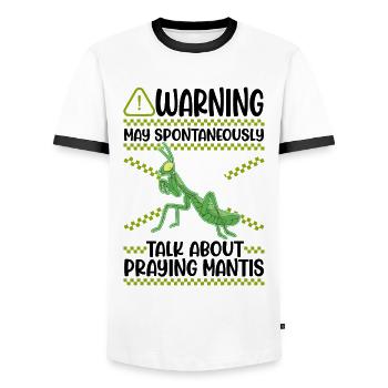 Gottesanbeterin Mantis Fangschrecke - Männer Kontrast-T-Shirt - Weiß/Schwarz - Vorne - AI Model Female 172 light (172cm) & AI Model Male 178 dark (178cm)