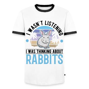 Rabbit Bunny Rabbit Rabbit - Men's Ringer Shirt - white/black - Front - AI Model Female 172 light (172cm) & AI Model Male 178 dark (178cm)