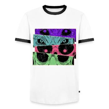 Bande dessinée Zombie Horrow - T-shirt contrasté Homme - blanc/noir - Devant - AI Model Female 172 light (172cm) & AI Model Male 178 dark (178cm)