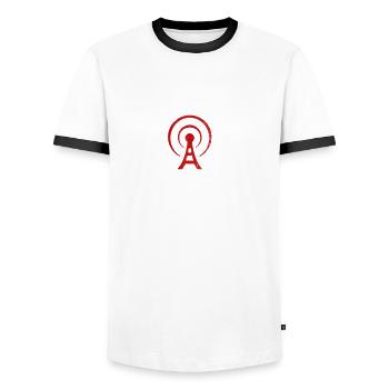 Lizenziertes Amateurfunk-design Für - T-shirt contrasté Homme - blanc/noir - Devant - AI Model Female 172 light (172cm) & AI Model Male 178 dark (178cm)