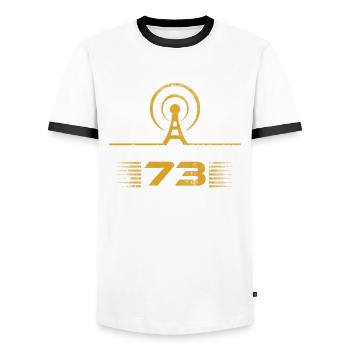 Amateurfunk-design Für Amateurfunker - Men's Ringer Shirt - white/black - Front - AI Model Female 172 light (172cm) & AI Model Male 178 dark (178cm)