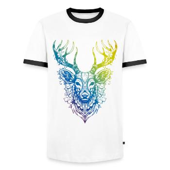 Hirsch Mandala Boho - Männer Kontrast-T-Shirt - Weiß/Schwarz - Vorne - AI Model Female 172 light (172cm) & AI Model Male 178 dark (178cm)
