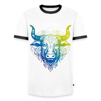 Bulle Mandala Boho - Männer Kontrast-T-Shirt - Weiß/Schwarz - Vorne - AI Model Female 172 light (172cm) & AI Model Male 178 dark (178cm)