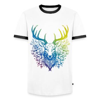 Hirsch Mandala Boho - Männer Kontrast-T-Shirt - Weiß/Schwarz - Vorne - AI Model Female 172 light (172cm) & AI Model Male 178 dark (178cm)