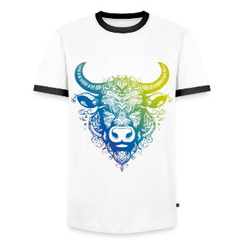 Bulle Mandala Boho - Männer Kontrast-T-Shirt - Weiß/Schwarz - Vorne - AI Model Female 172 light (172cm) & AI Model Male 178 dark (178cm)