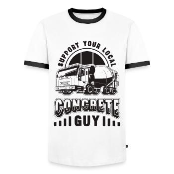 Soutenez vos finisseurs locaux de béton de ciment rétro - T-shirt contrasté Homme - blanc/noir - Devant - AI Model Female 172 light (172cm) & AI Model Male 178 dark (178cm)