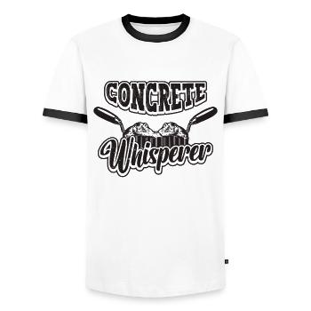 Concrete Whisperer Cement Mason Concrete Finishers - Männer Kontrast-T-Shirt - Weiß/Schwarz - Vorne - AI Model Female 172 light (172cm) & AI Model Male 178 dark (178cm)