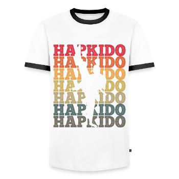 Koreanischer Kampfsport Hapkido - Männer Kontrast-T-Shirt - Weiß/Schwarz - Vorne - AI Model Female 172 light (172cm) & AI Model Male 178 dark (178cm)