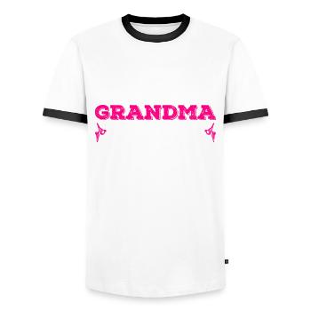 Bionisches Hüft-oma-design Für Einen Überlebenden - T-shirt contrasté Homme - blanc/noir - Devant - AI Model Female 172 light (172cm) & AI Model Male 178 dark (178cm)