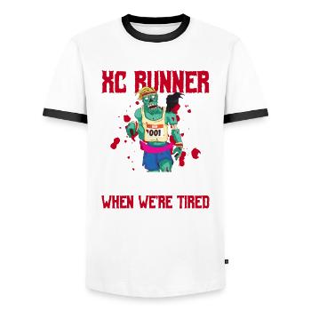 Xc-laufdesign Für Xc-läufer - T-shirt contrasté Homme - blanc/noir - Devant - AI Model Female 172 light (172cm) & AI Model Male 178 dark (178cm)