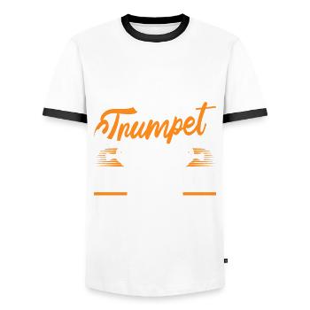Trompettiste, trompettiste, trompettiste - T-shirt contrasté Homme - blanc/noir - Devant - AI Model Female 172 light (172cm) & AI Model Male 178 dark (178cm)