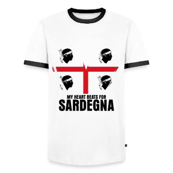 Sardegna Sardinia Heart Sardinia - Men's Ringer Shirt - white/black - Front - AI Model Female 172 light (172cm) & AI Model Male 178 dark (178cm)