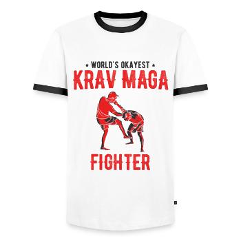 Israelischer Kampfsport Krav Maga - Männer Kontrast-T-Shirt - Weiß/Schwarz - Vorne - AI Model Female 172 light (172cm) & AI Model Male 178 dark (178cm)