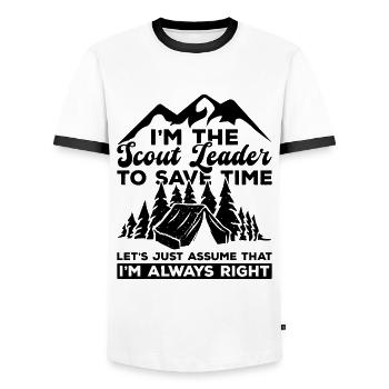Scout Leader Design Für Einen Scoutmaster Oder - Men's Ringer Shirt - white/black - Front - AI Model Female 172 light (172cm) & AI Model Male 178 dark (178cm)