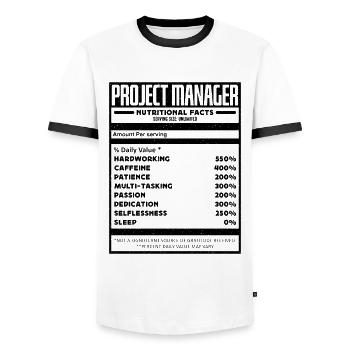 Project Manager Nutrition Team Leader Management - Men's Ringer Shirt - white/black - Front - AI Model Female 172 light (172cm) & AI Model Male 178 dark (178cm)