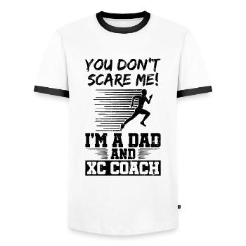 Xc-lauftrainer-design Für Einen - T-shirt contrasté Homme - blanc/noir - Devant - AI Model Female 172 light (172cm) & AI Model Male 178 dark (178cm)